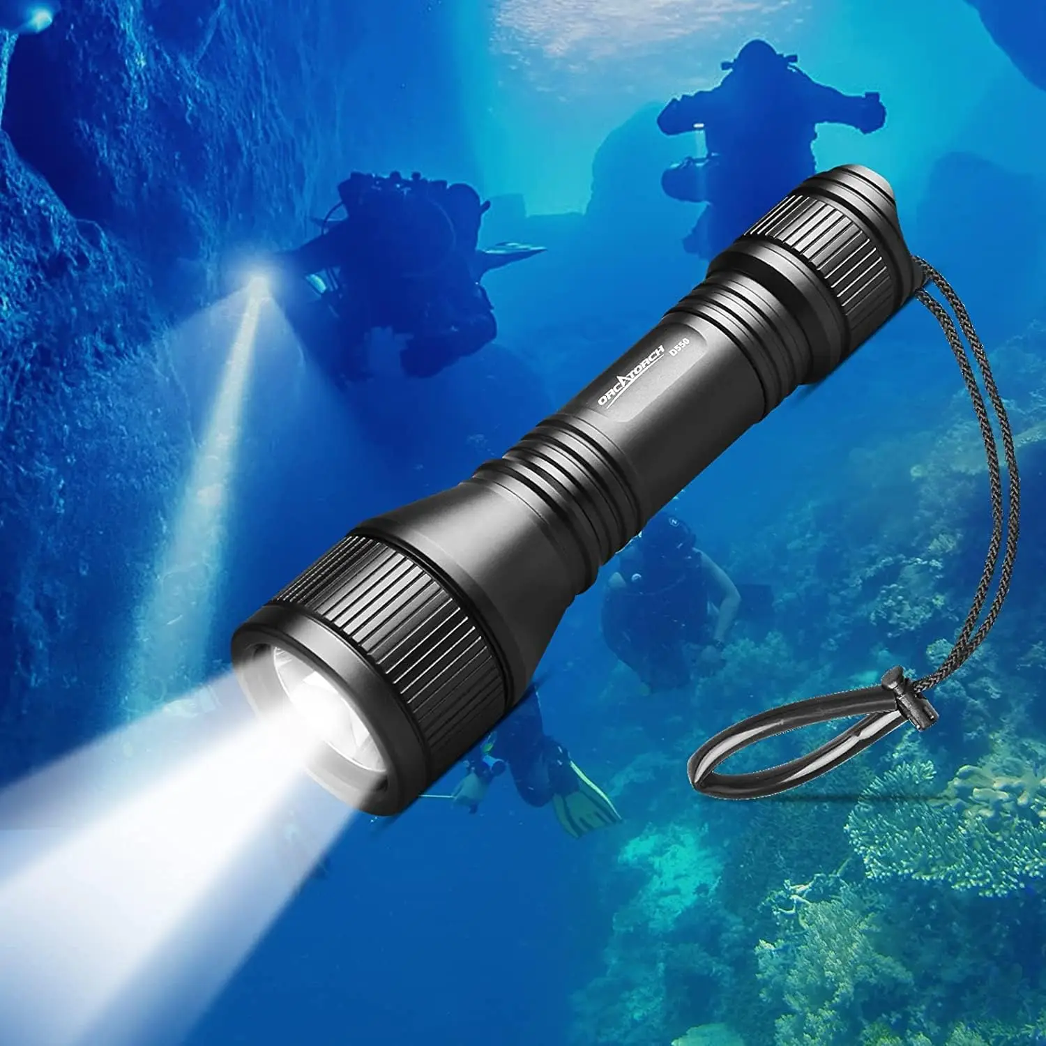 ORCATORCH D550 Professional Diving Flashlight Powerful Underwater Lantern Scuba Diving Torch Light LED Lamp for Diving Equipment