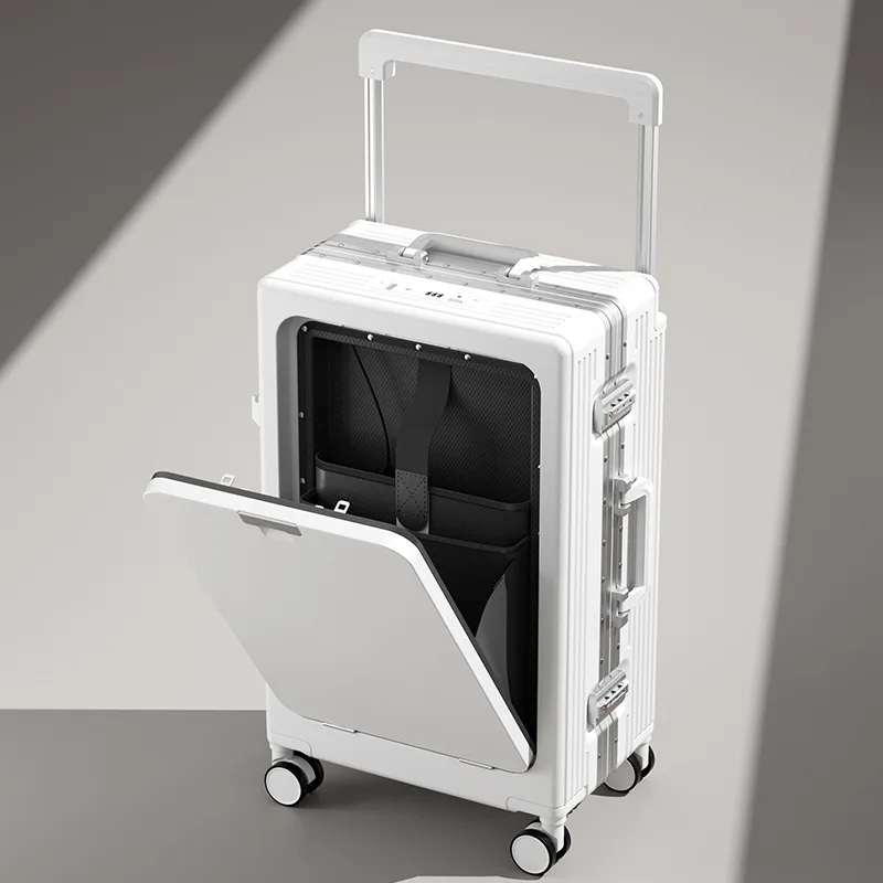 20/24/26/28 Inch Wide Trolley Luggage Front Opening Suitcase Multifunctional Business Computer Suitcase Bag Boarding Box