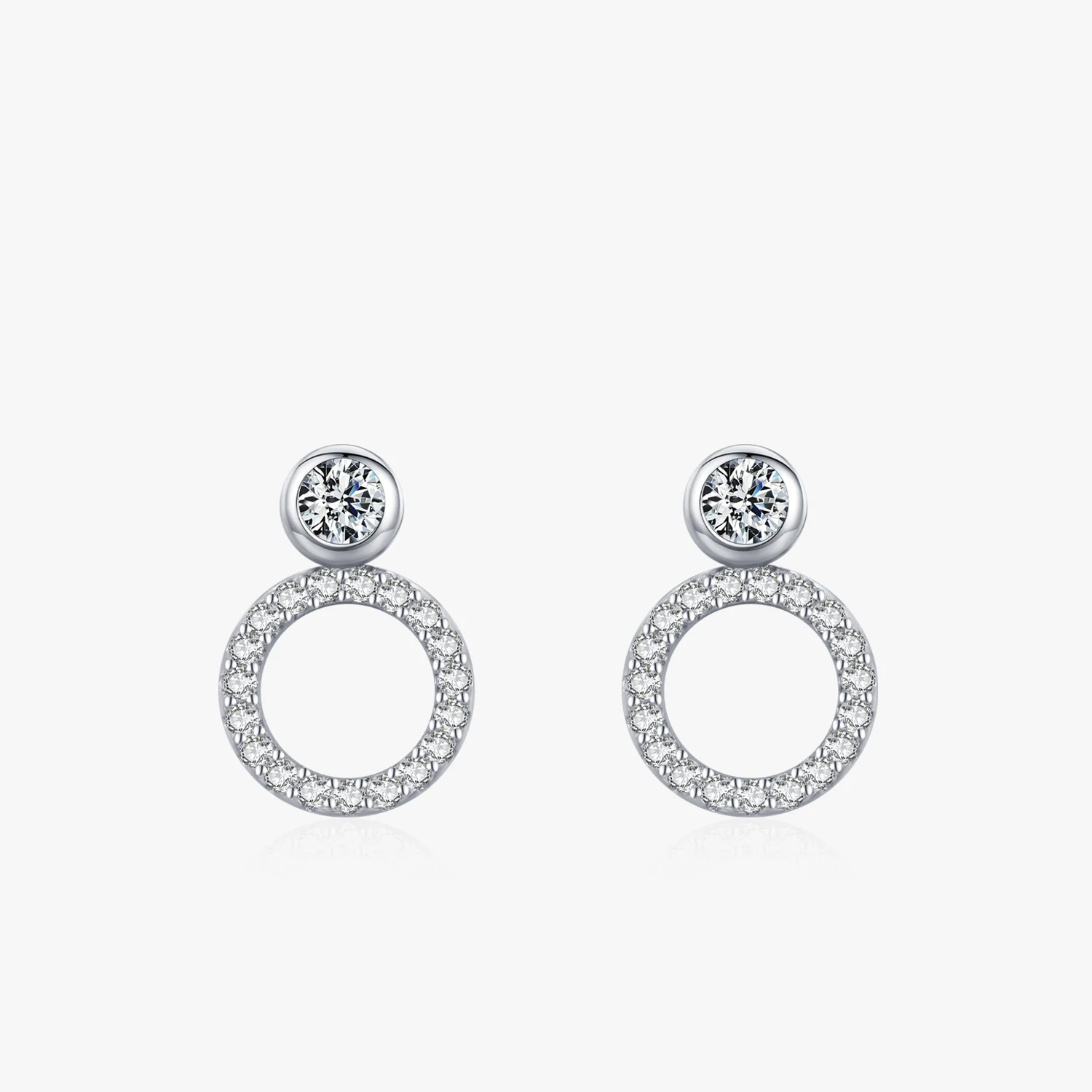 

New Arrival 925 Sterling Silver Round Shape Full of Love Dangle Clear Zircon Earrings for Women Wedding Fashion Jewelry