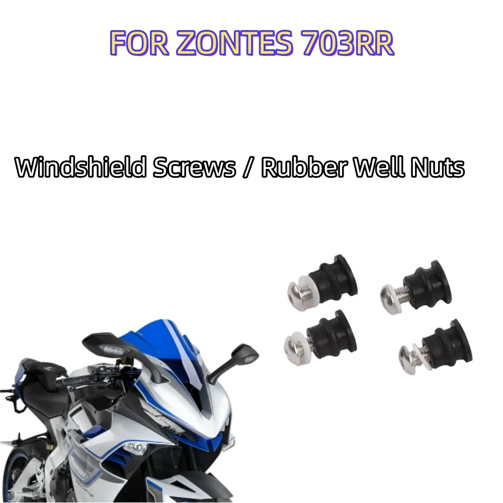 For ZONTES 703RR windshield mounting screws, rubber-coated nuts, motorcycle front windshield fixing gaskets