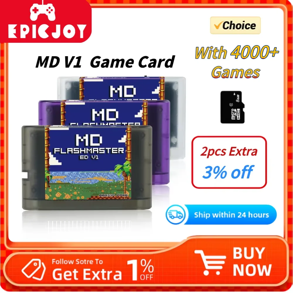 4000 in 1 MD V1 Card With 8GB TF Card MD Game Card For SEGA Genesis Mega Drive Master System Game Console