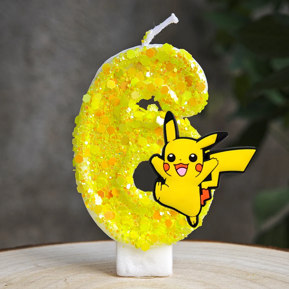Pokemon Pikachu Kerze Cartoon 0-9 Nummer Geburtstagskerze Kind Babyparty Geburtstag Plug-in Kuchen Party Charakter Geschenkzubehör