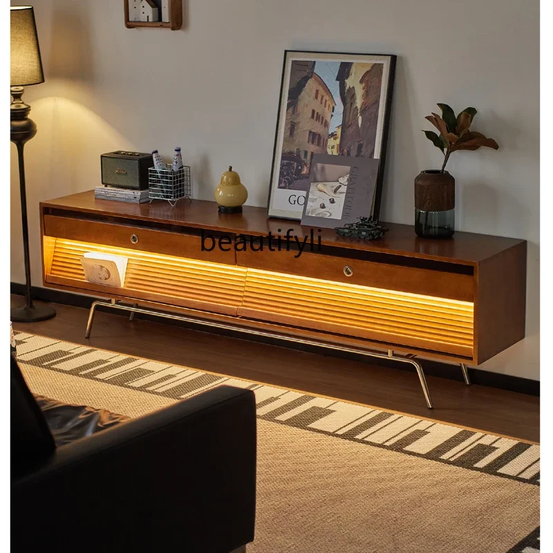 

TV cabinet storage storage integrated French floor boxwood retro