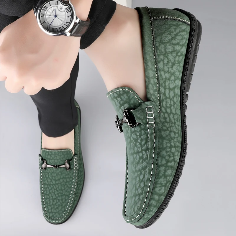 

Brand Spring and Summer Men's Comfortable Anti Slip Low Top Cowhide Leather Shoes Outdoor Men Breathable Soft Sole Driving Shoes