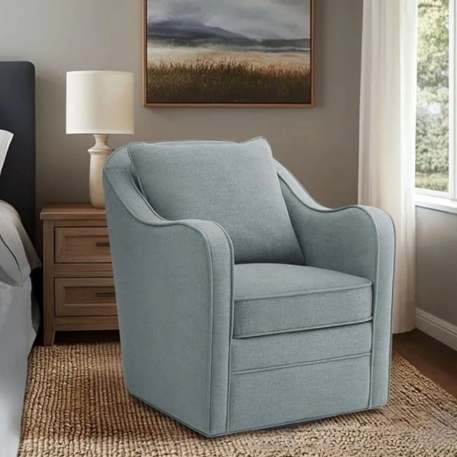 

360° Swivel Accent Chair, Upholstered Armchair with Loose Back and Removable Cushion, Comfy Living Room Chair for Bedroom, Read