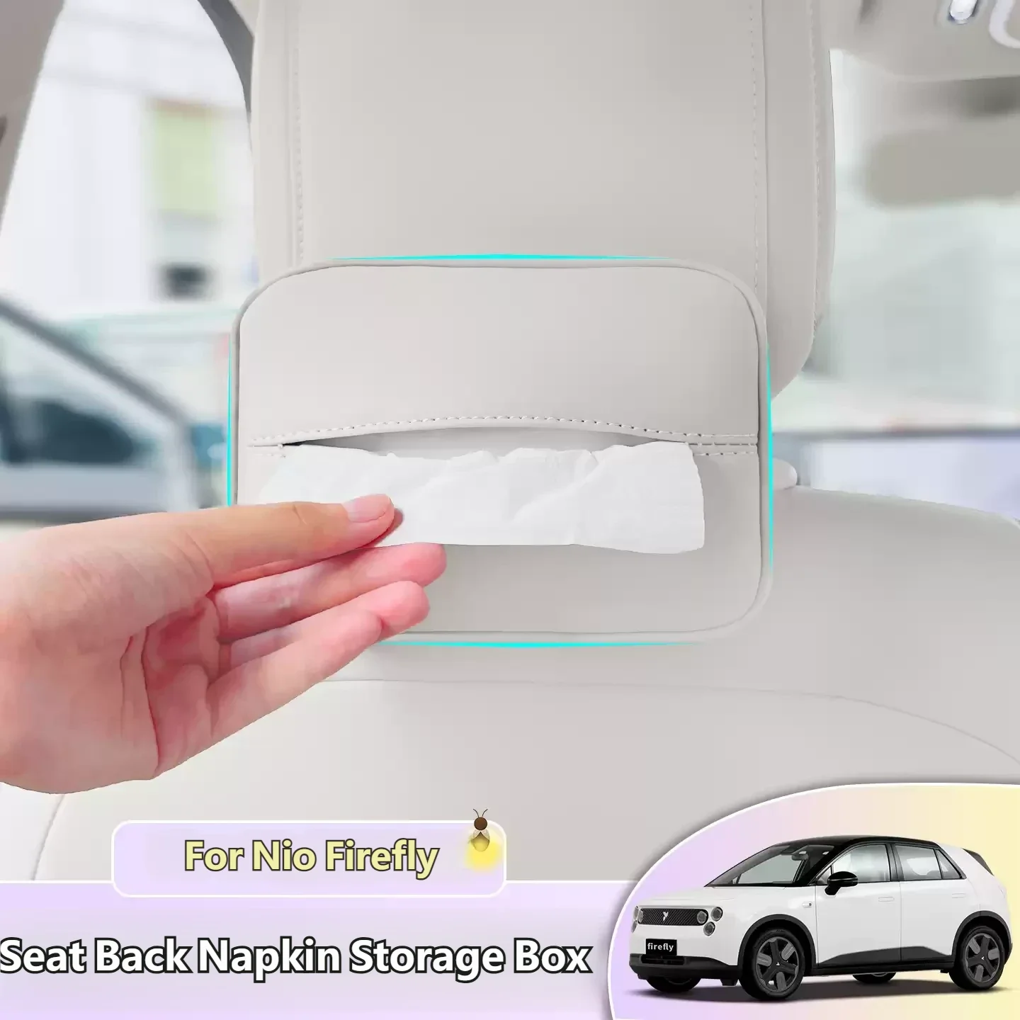 For Nio Firefly Car Mounted Paper Bag Drawer Box Car Seat Back Napkin Storage Box Accessories