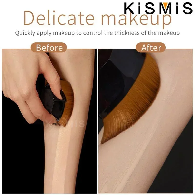 Pennello Kabuki per il viso esagonale ad alta densità con parte superiore piatta per applicazione di trucco in crema liquida in polvere impeccabile
