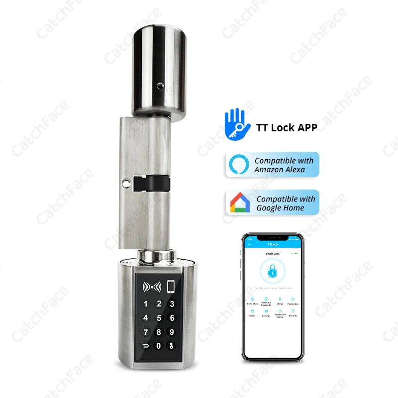 

Bluetooth Smart Cylinder Lock Electronic Door Lock With TT Lock App Remote Control Keypad Code Card Keyless Lock for EU Model