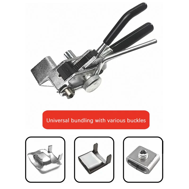 Stainless Steel Cable Tie Pliers Cable Tie Tightener Cutter Strapping Tool for Fastening Cable Tie Buckles