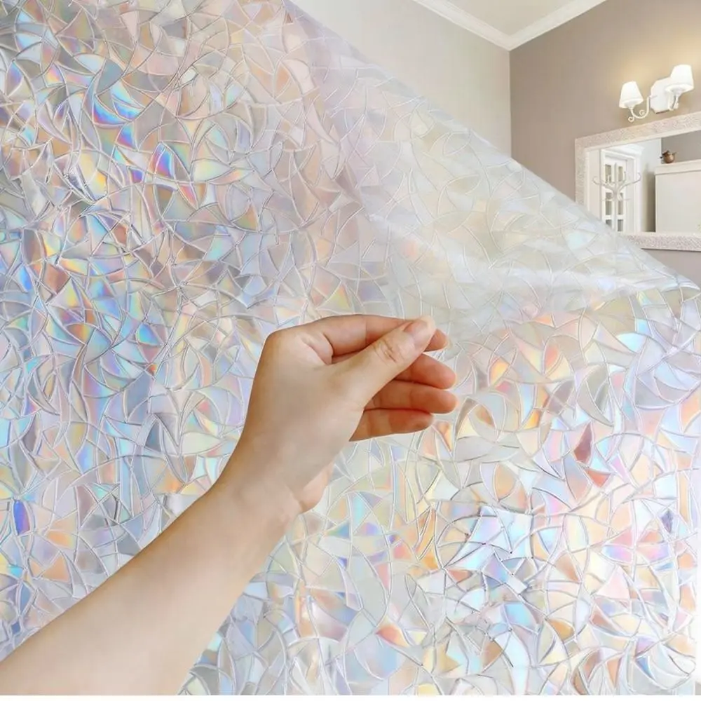 Laser Decorative Window Sticker Static Cling Privacy Film Heat Rejection Tint For Modern Office Bedroom Balcony