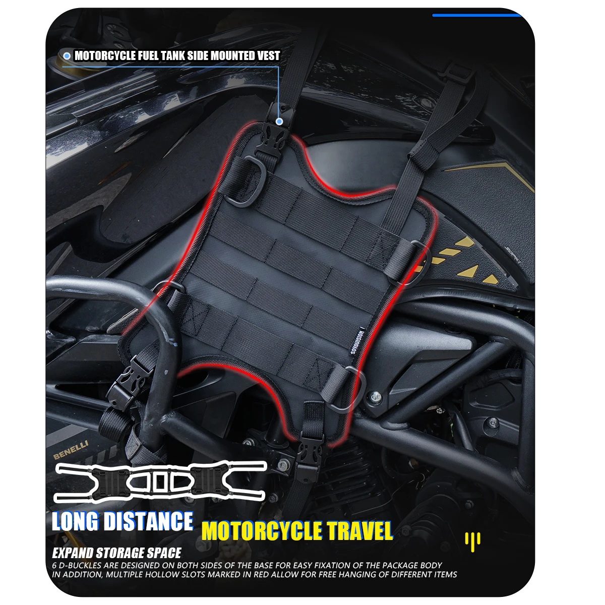 

Motorcycle Accessories Frame Crash Bars Tool Travel Tank Side Hanging Fuel Tank Side Bag Base Motorbike Front Bag Mounting Base