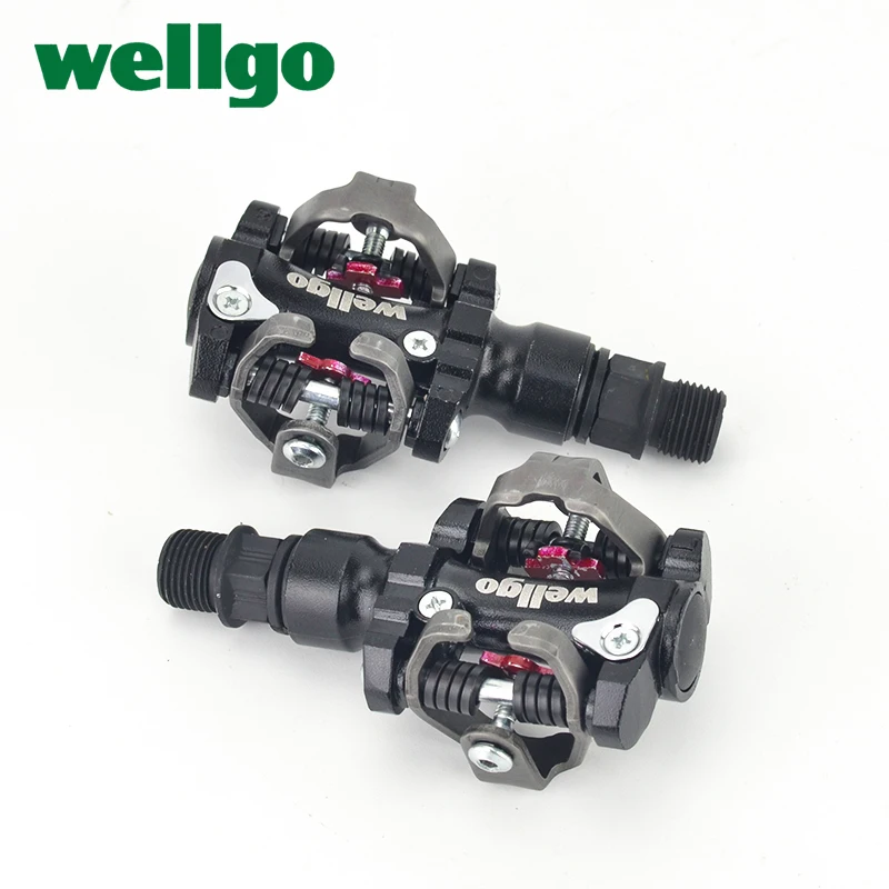 Wellgo WAM-M919 Aluminum Clipless Dual Sided MTB Bike Ball Bearing Pedals for Shimano SPD with 98A Cleats Bicycle Cycling Parts