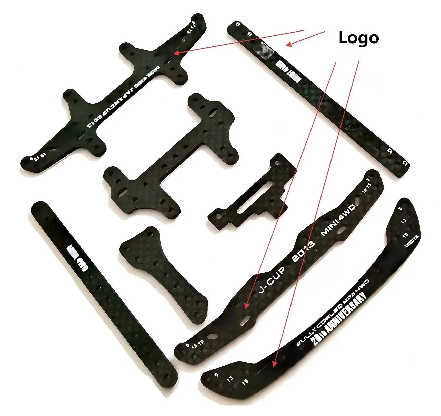 DIY 4WD Car Engraved Carbon Fiber Front & Rear Spoiler Bracket Ice Cream Bar Middle Wing Set Accessories