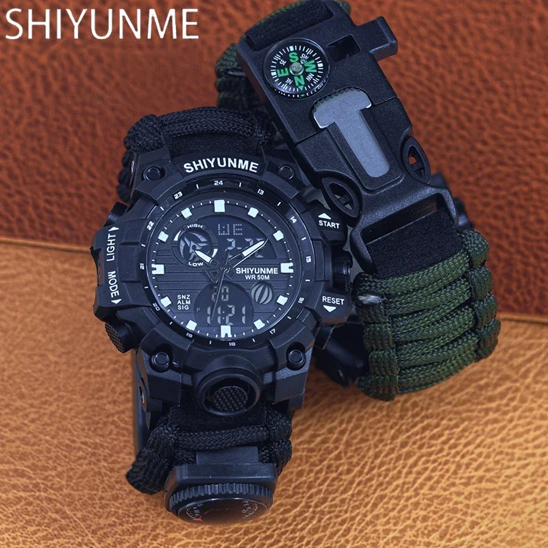 SHIYUNME G Style Military Men's Watch Waterproof Chronograph LED Electronic Compass Outdoor Sports Male Watch Relogios Masculino