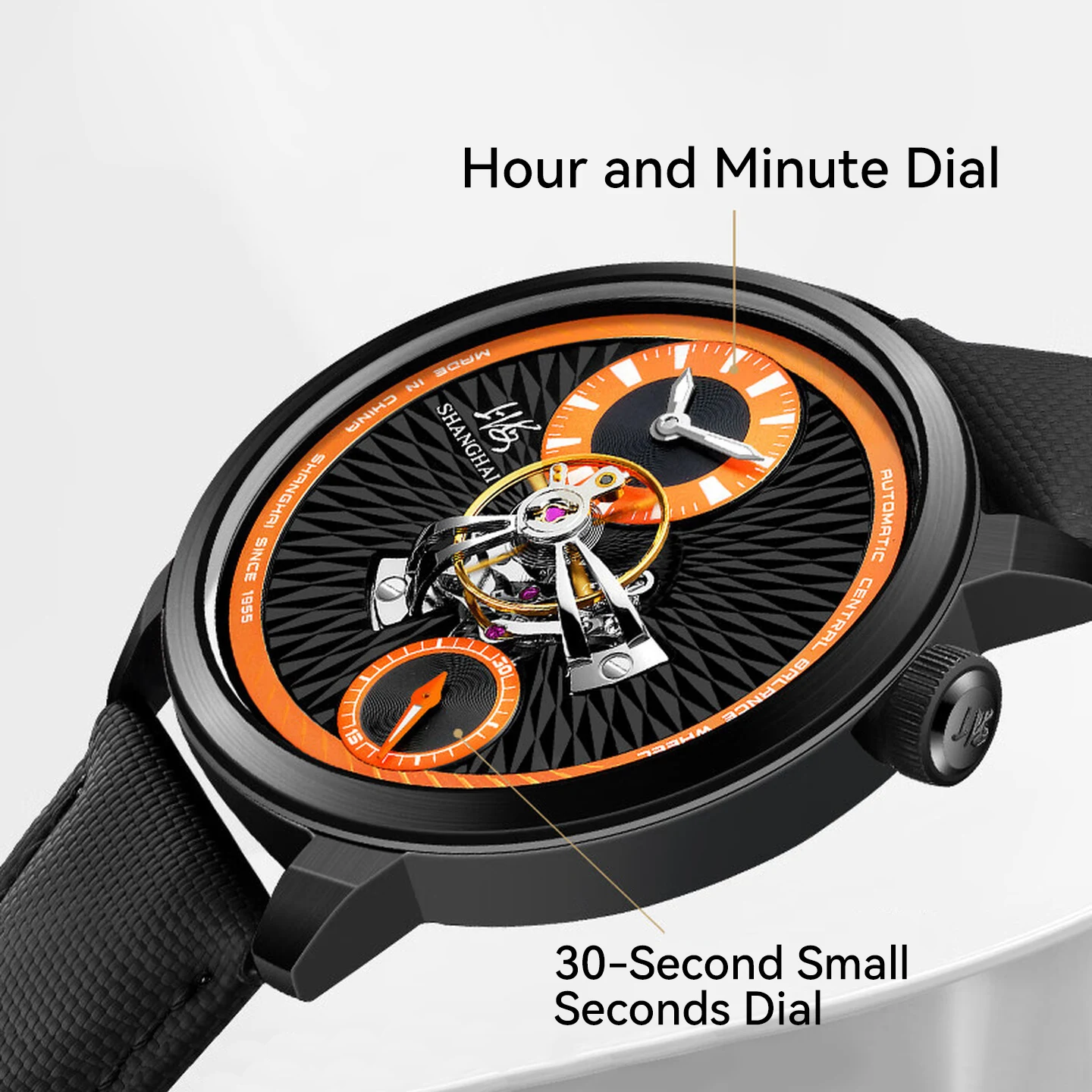 Shanghai Watch Center Flywheel Men's Automatic Watches 42mm Mechanical Wristwatch Business Luxury Waterproof Watch Brand S2101 - Detail 1