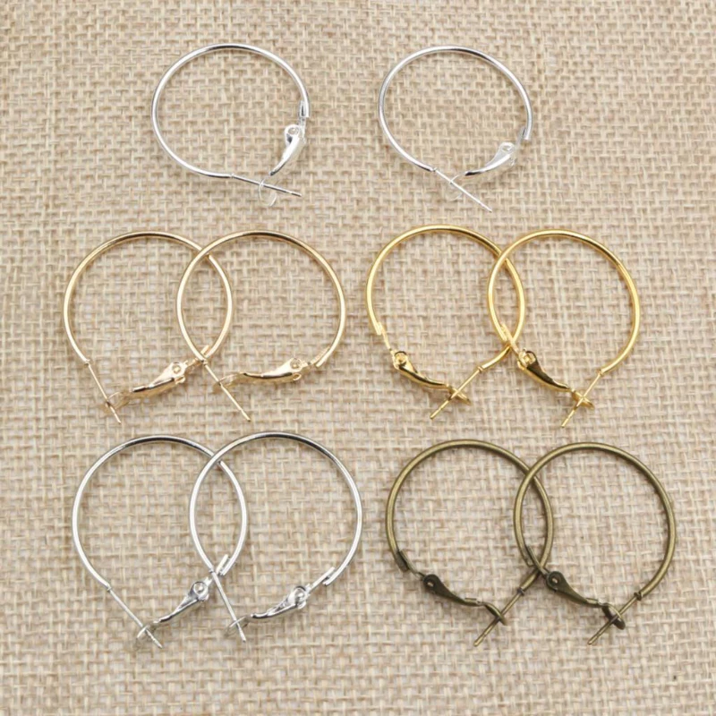 20pcs/Lot 15mm 20mm 25mm 30mm 5colors Plated Circle Round Hoop Round Big Circle Hoop Earrings DIY Women Jewelry Making