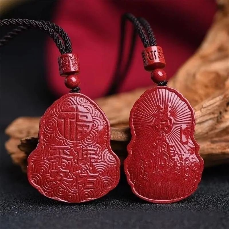 Raw Ore Genuine Cinnabar Pendant Purple Gold Sand Buddha Pendant Women's Big Belly Buddha Maitreya Buddha Smiling Buddha Birth Y