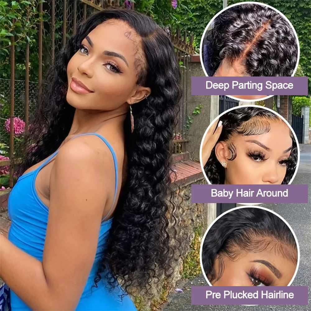 30 40 Inches Bouncy Curly Lace Front Wigs 13X4 13X6 250 Density Peruvian Human Hair Wigs Brazilian Deep Wave - view 3