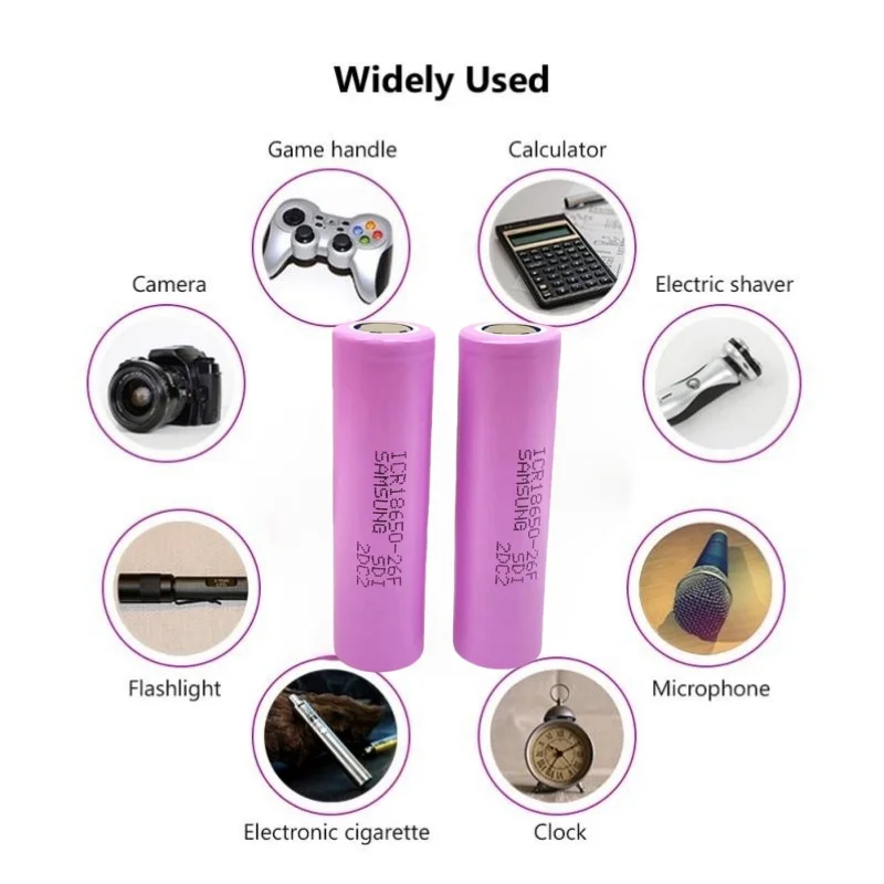 ICR18650 26F 3.7V 2600MAH Large Capacity Rechargeable Lithium Battery Suitable for All Kinds of Electronic Products,With Charge