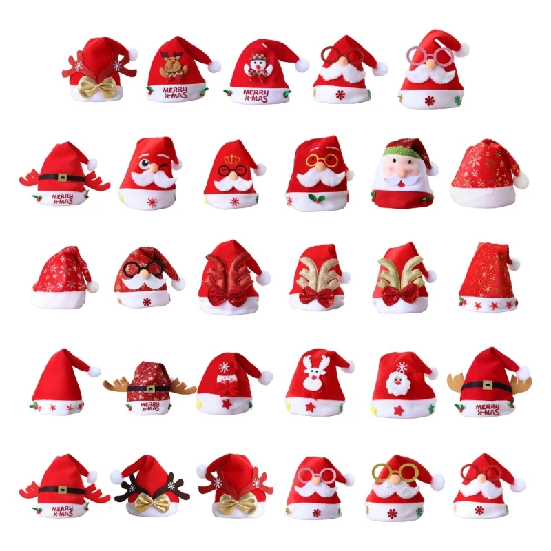 Unisex Knitted Santa Hat Parent Kids Hat Unique Color Matching Knitted Christmas Santa Hat for Adult New Year Presents M6CD