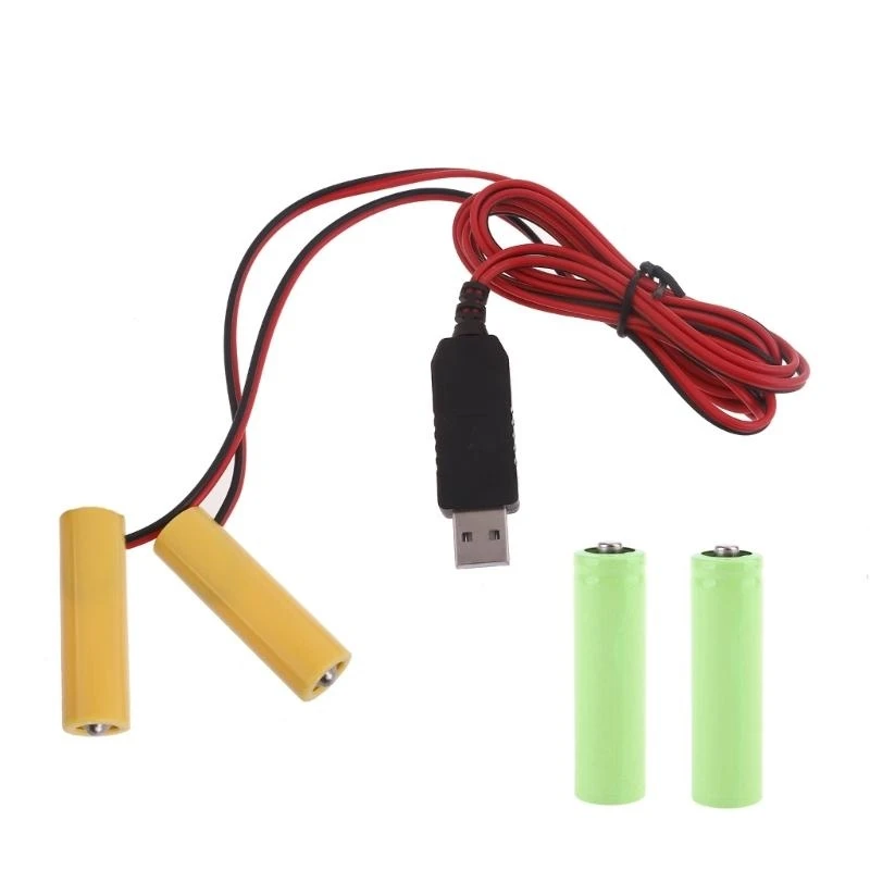 E74D 2 in 1 USB -Netzteilkabel USB bis 3 V LR6 -Batterie für LED -Lichtuhr – Detail 7