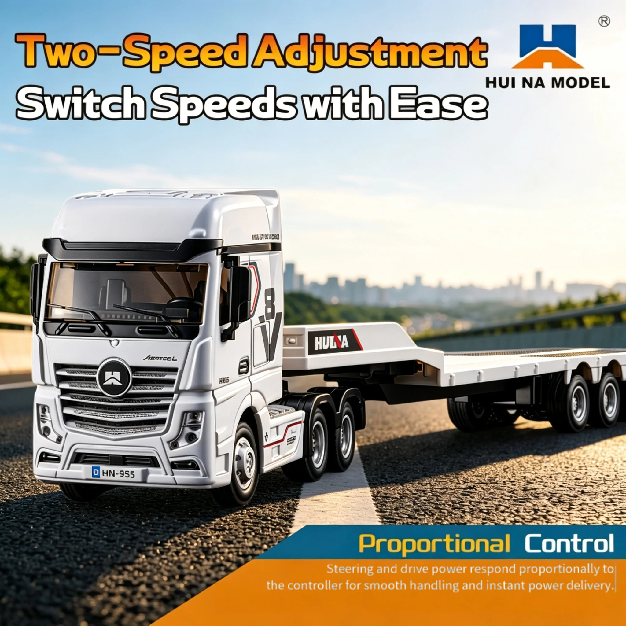 HuiNa Model 1:64 RC Flatbed Tractor Truck Mini 12CH Remote Control Truck With Lights Sound High Low Speed Servo For Desktop