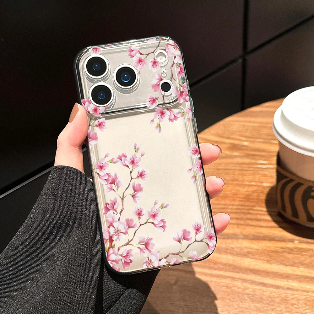 Watercolor Cherry Blossoms Clear Phone Case For Xiaomi Redmi Note 14 Pro 13 12 Note 11 10 Pro + 13C 5G 4G Soft Shockproof Cover view 6
