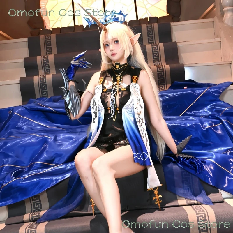 Gaun Wuthering Waves Fleurdelys Cosplay Cartethyia Wuwa Kostum Dewi Pakaian Permainan Gaun Mewah Wanita Halloween Properti Lengan Baru