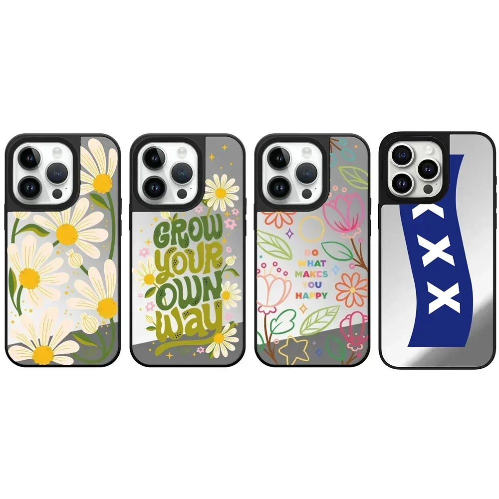 

Flower Graffiti Mirror Magnetic iPhone 11 12 13 14 15 Pro Max Protective Case for IPhone 15 Pro Max