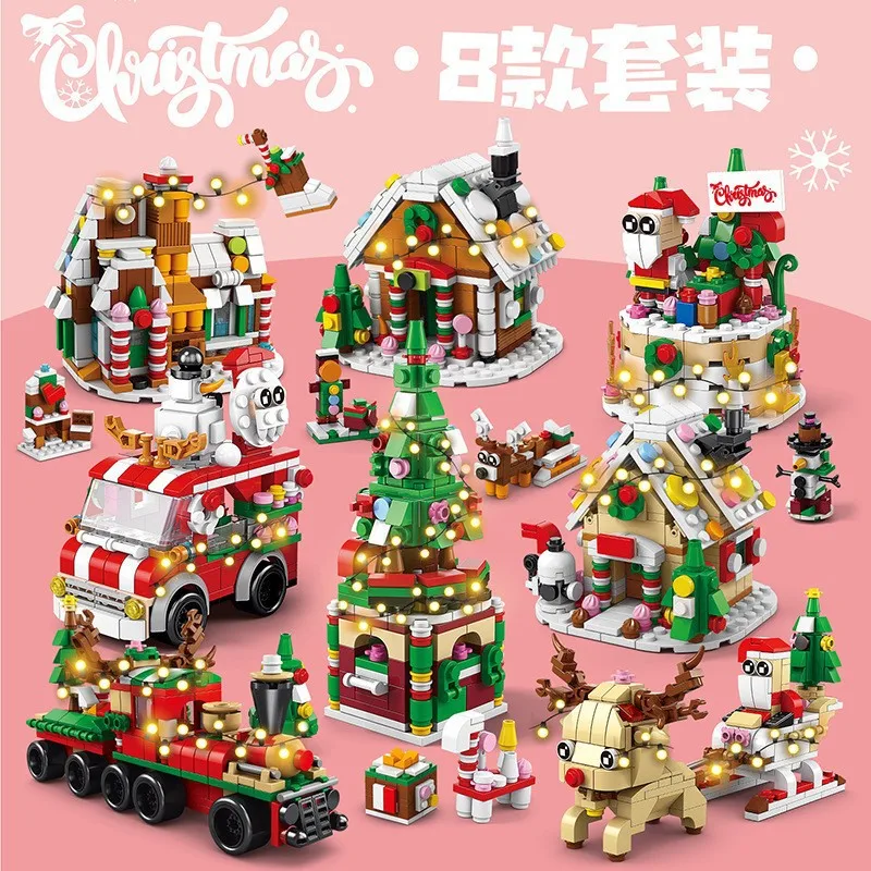 Toylinx 6 In 1 Christmas Series Building Blocks Set Creative Winter Village House Diy Puzzle Assembly Bricks Toys Kids Xmas Gift