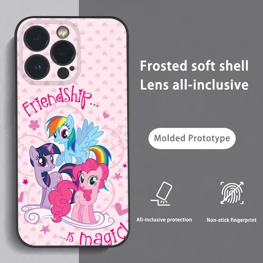 

My L-Little P-Pony Cute Phone Case For iPhone 15 14 13 12 11 Pro Xs Max Mini XR X 7 8 Plus Black Frosted Soft Shell Funda