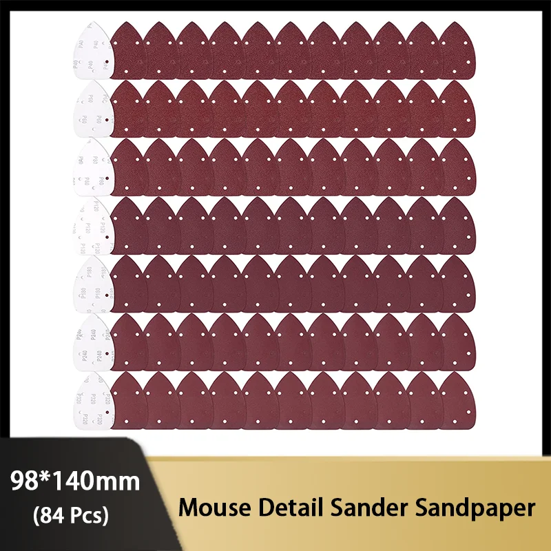 

84 PCS Mouse Detail Sander Sandpaper 98*140mm Assorted 40/60/80/120/180/240/320 Grits Sanding Paper for Polishing and Grinding