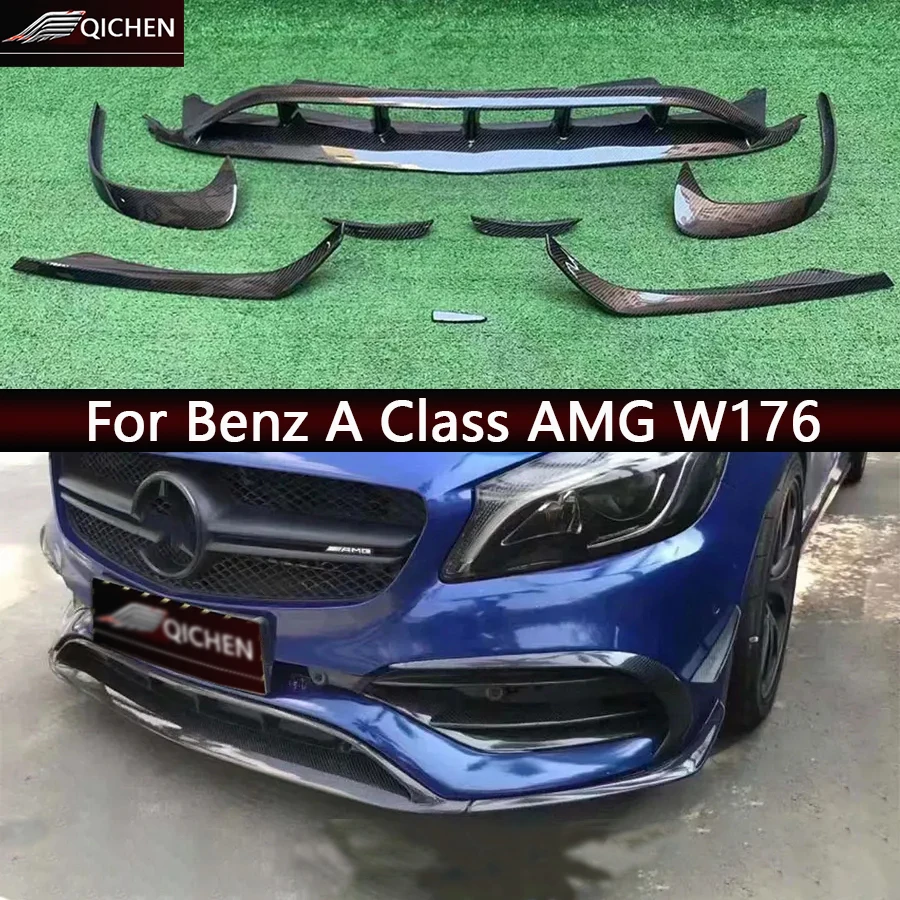 For Mercedes Benz A Class AMG W176 A45 Carbon Fiber Car Front Bumper Diverter Spoiler Diffuser Front lip chin Car Accessories