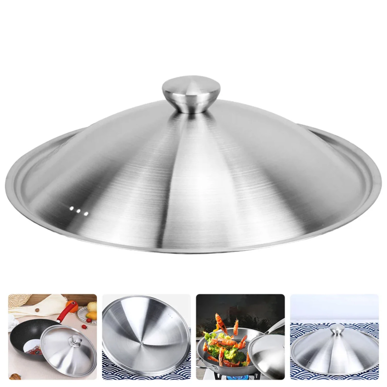 Stainless Steel Dome Pot Lid with Baby Glass Lids for Pots and Pans - Perfect for Melting Cheese and Food Covers