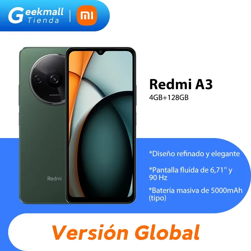 Global Version Xiaomi Redmi A3 Smartphone Mediatek Helio G36 6.71 Inch HD Screen Dual Camera 5000mah Battery 10w Fast Charge