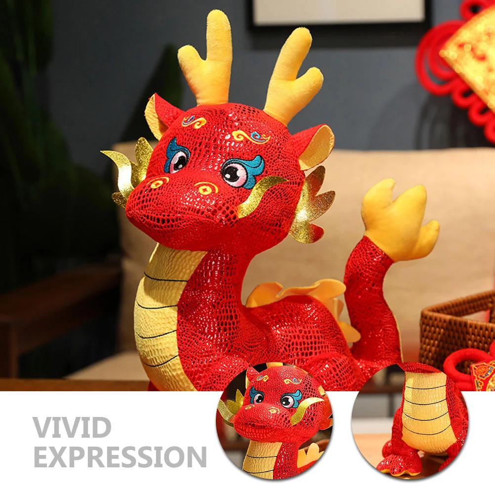 Year of The Dragon Mascot Plush Figure Toys Chinese New Realistic Festive Pp Cotton Child