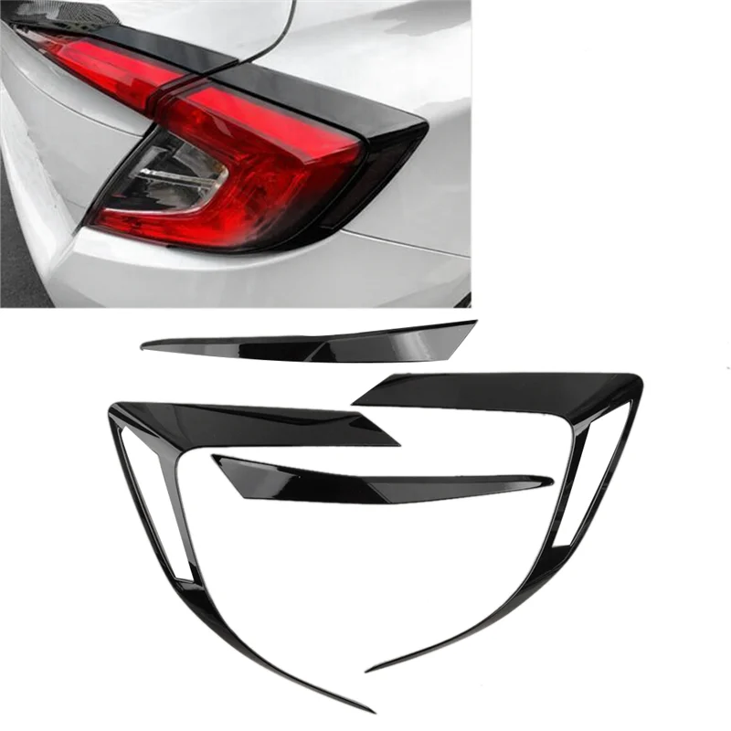 4Pcs/Set Glossy Black Tail Rear Light  Cover Trim ABS Fit for 10Th Sedan 2016 -2020 Replacement