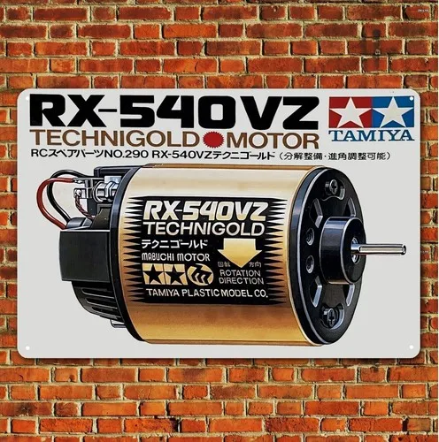 Metallposter Vintage RC-Auto Blechschild Plakette Tamiya Techigold Motor Boxart