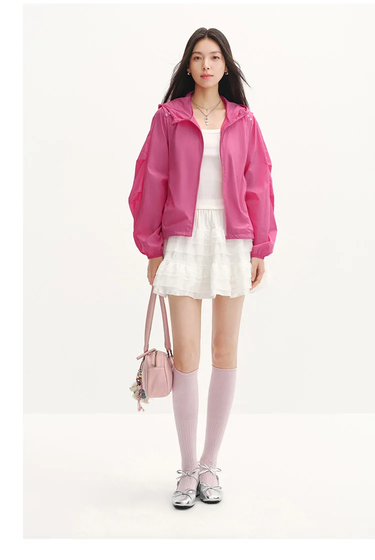 Semir Womens UV Jacket 2026 Cool Feeling Mesh Spliced Loose Hooded Drawstring Casual Outdoor Soft Comfortable