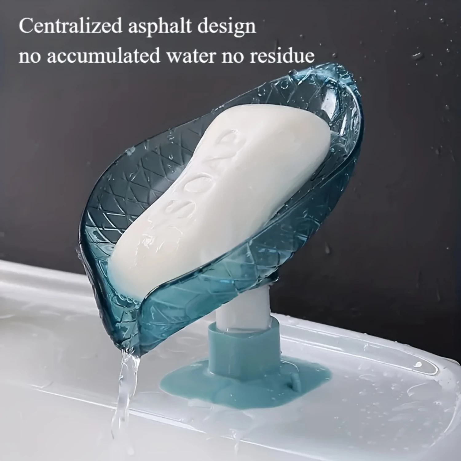 

1Pc Leaf-Shaped Self-Draining Soap Dish - Oval Plastic Holder For Bathroom, Easy Clean & Dry