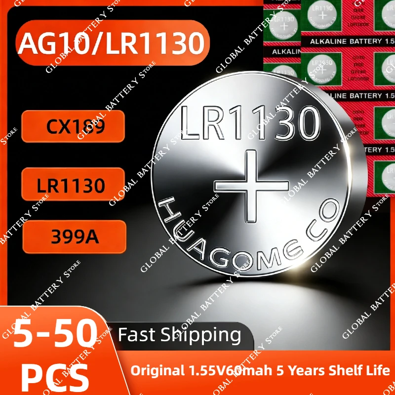 

5-50Pcs AG10 LR1130 LR54 1.55V High Quality Alkaline Button Battery L1131 389A For Watch Toy Calculators Small Electronics
