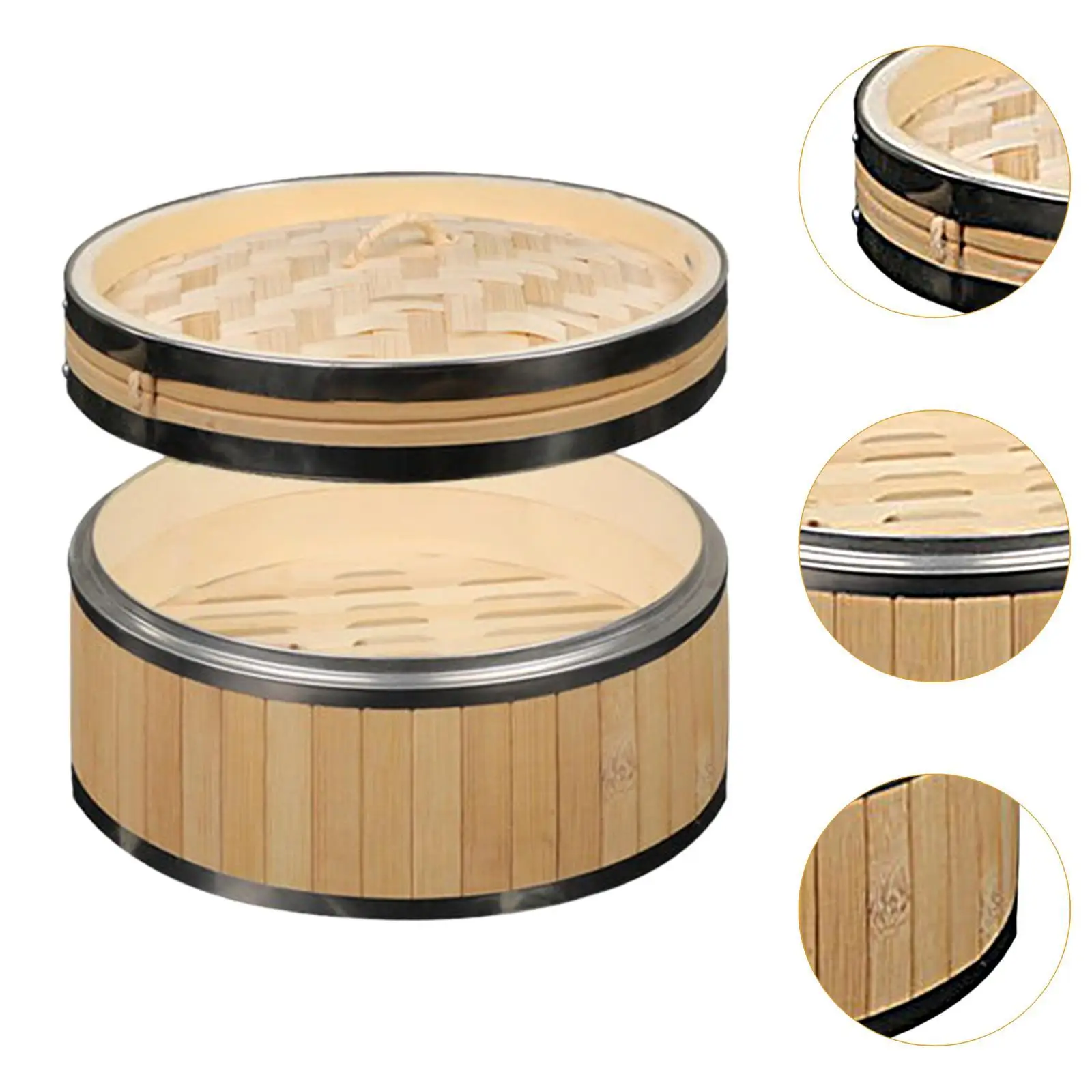 Vaporera de Bambú Pequeña para Verduras, Pollo, Postres, Pescado, Dumplings y Bollos