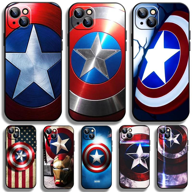 

Captain America superhero Marvel Black Phone Case For Apple iPhone 15 14 13 12 11 Pro Max Mini XS Max X XR 7 8 Plus Cover