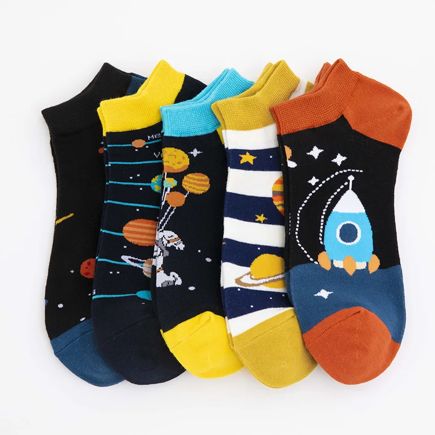 Calcetines de hombre de gran tamaño, cómodos, transpirables, absorbentes del sudor, a prueba de olores, calcetines de agarre de algodón puro, calcetines tobilleros divertidos de dibujos animados para ciclismo