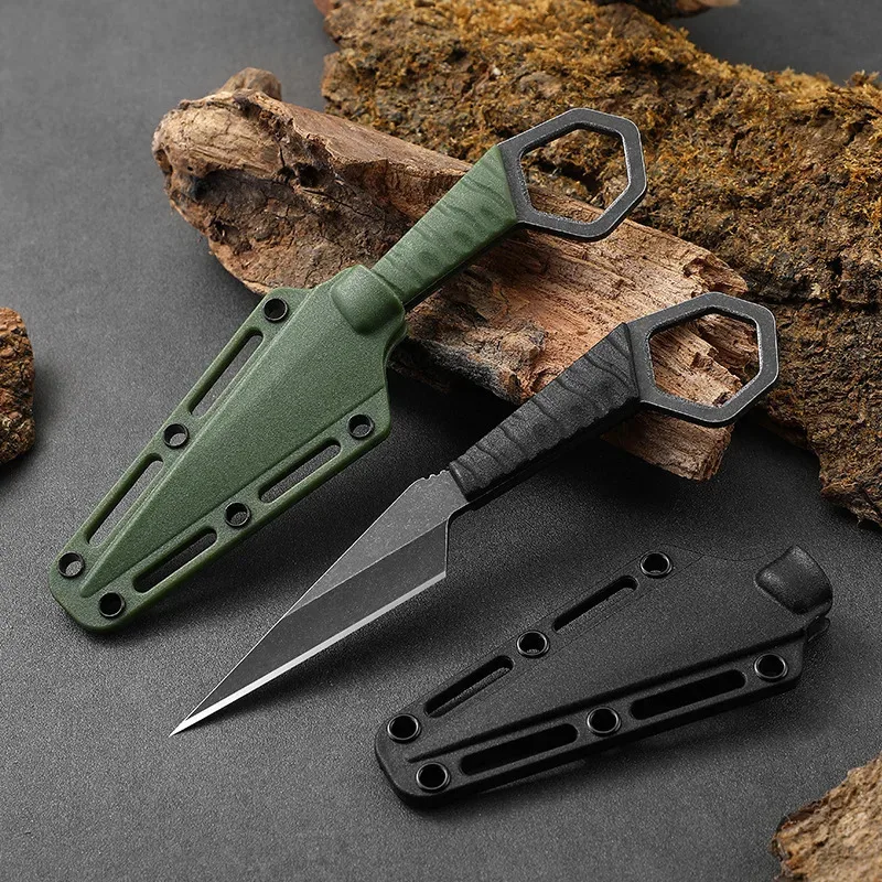 Cuchillo recto mini táctico con cordón para exteriores y pesca - imagen 5