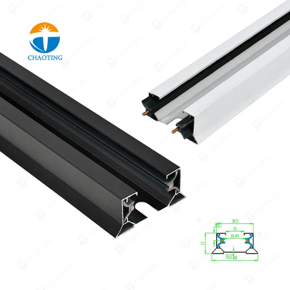 Surface Hanging Led Track Lighting Accessories 2 Wires Aluminum Linear Decorative Connectors Track Rail For Museum Track Lights