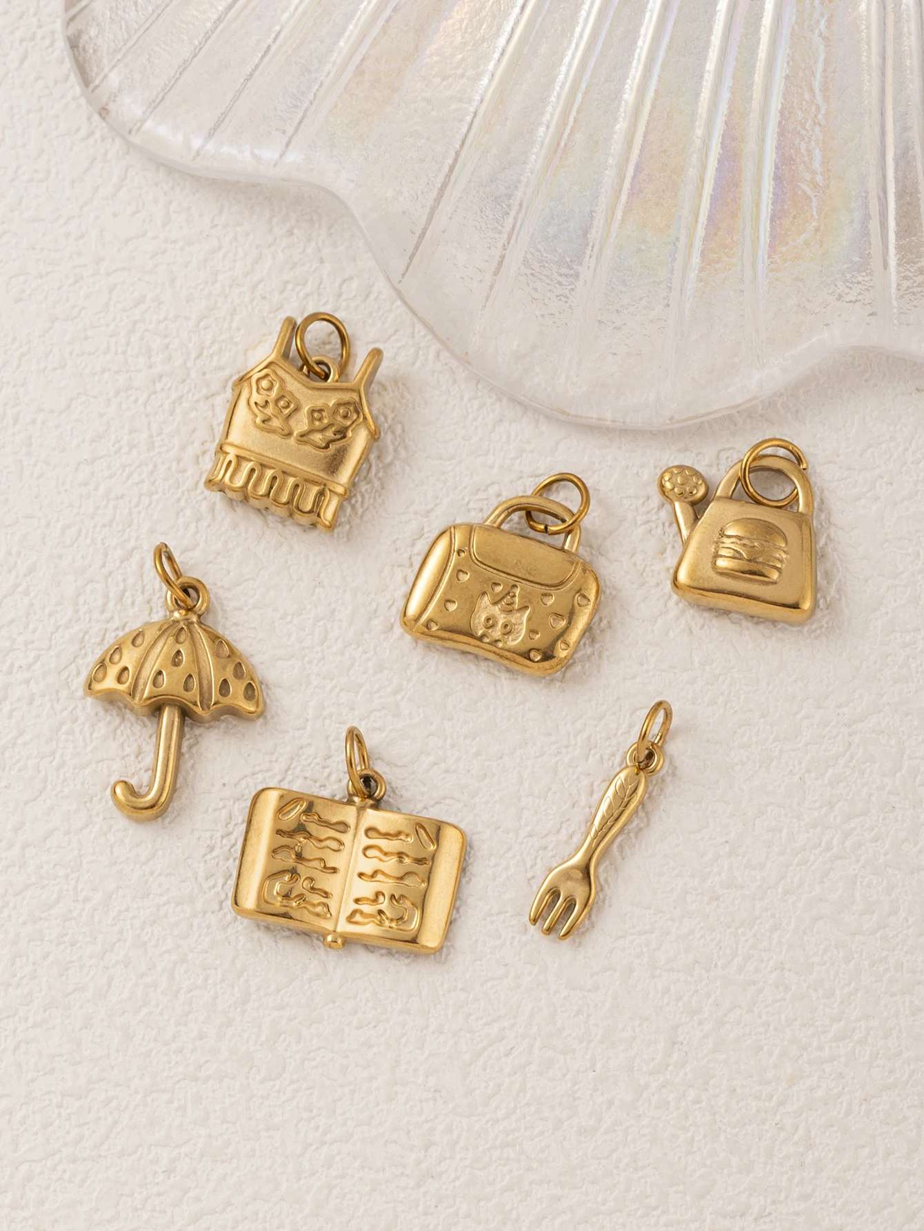 Edelstahl Modischer Einfacher Und Beliebter Hamburger-Kessel Kleiner Blumenanhänger DIY-Anhänger Charms Für Schmuck – Detail 2