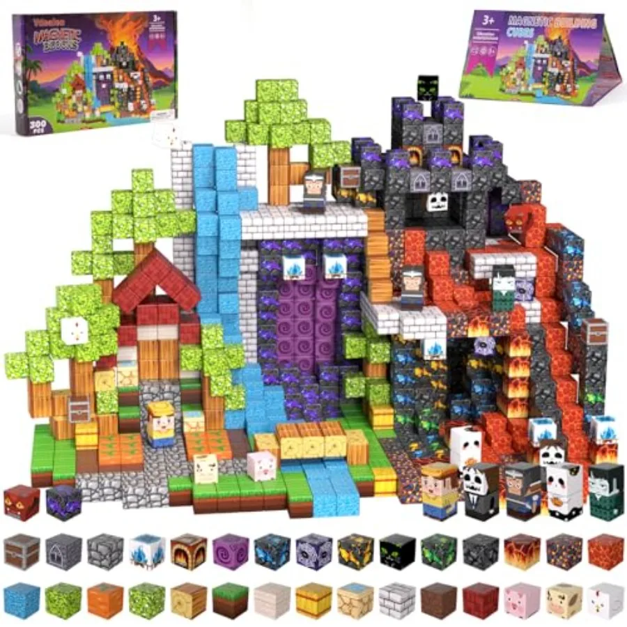 

300 PCS Magnetic Blocks for STEM learningABS plastic, vibrant multicolor, strong neodymium magnets, safe rounded edges, ideal f