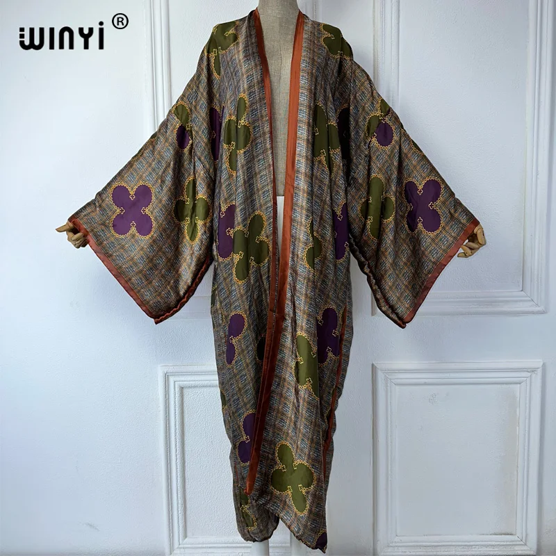 WINYI kimono summer kaftan beachwear Cardigan sexy loose swimsuit evening dress abaya cover-ups beach outfits women فستان العيد