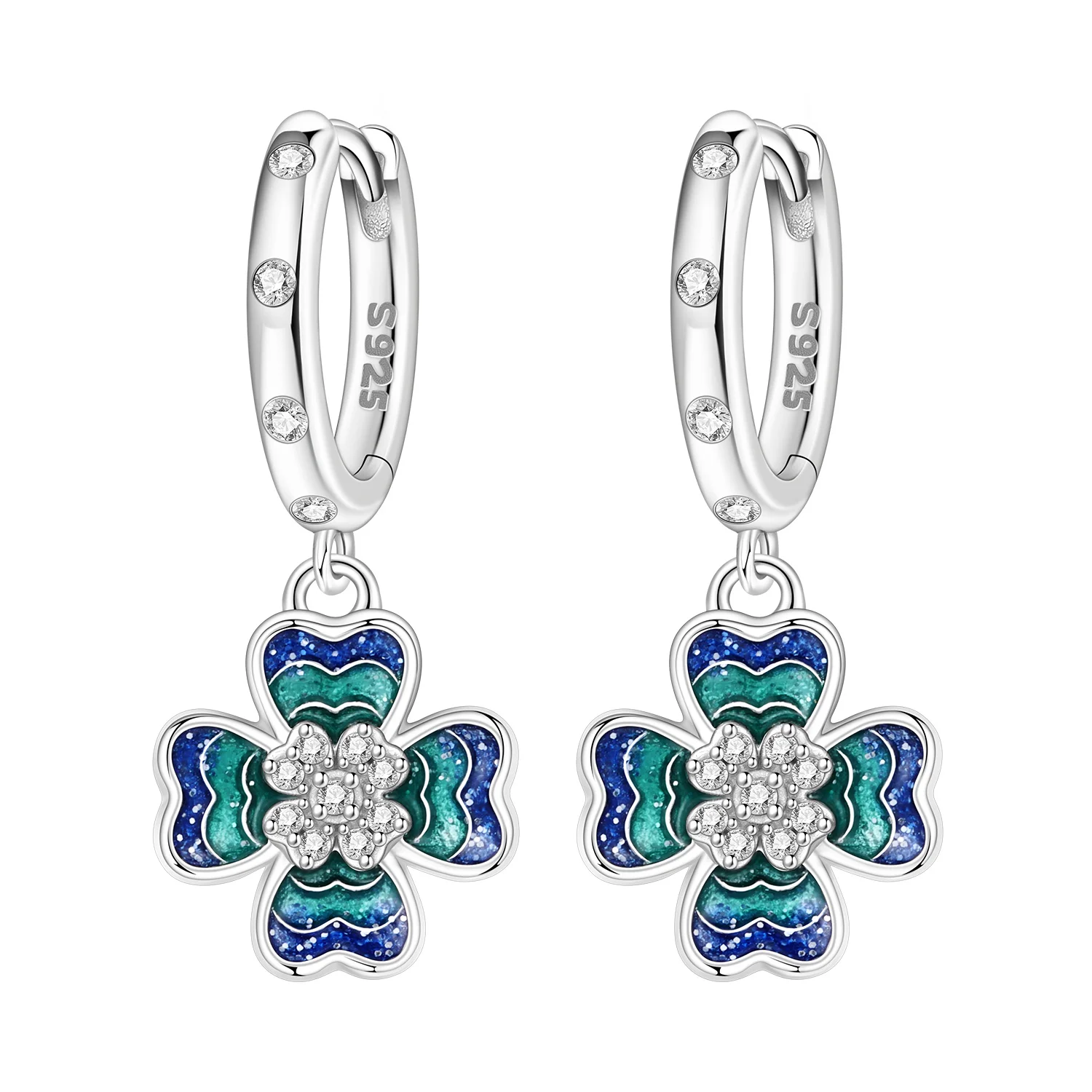PANPOKI 925 Sterling Silber Glückssymbol-Tropfenohrringe für Damen, Party-Ohrringe, origineller Schmuck, Geburtstag, Hochzeit, Geschenke